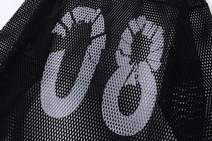 TODAMU® American Vintage Sexy Girl Mesh Hollow Long Sleeve T-Shirt for Women