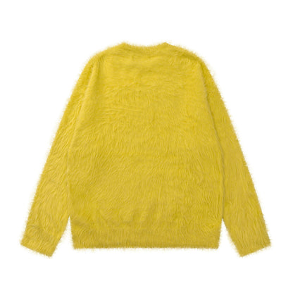 TODAMU® Women's American retro loose letter furry round neck sweater