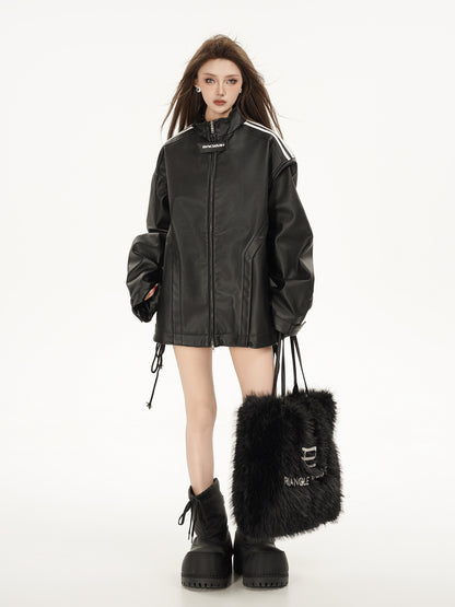 TODAMU® Women's New American Retro Loose Leather Jacket