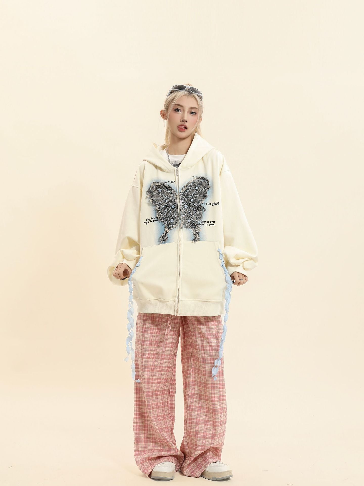 TODAMU® Spring Women's New Loose, Cute and Fun Embroidered Hooded Sweatshirt Jacket