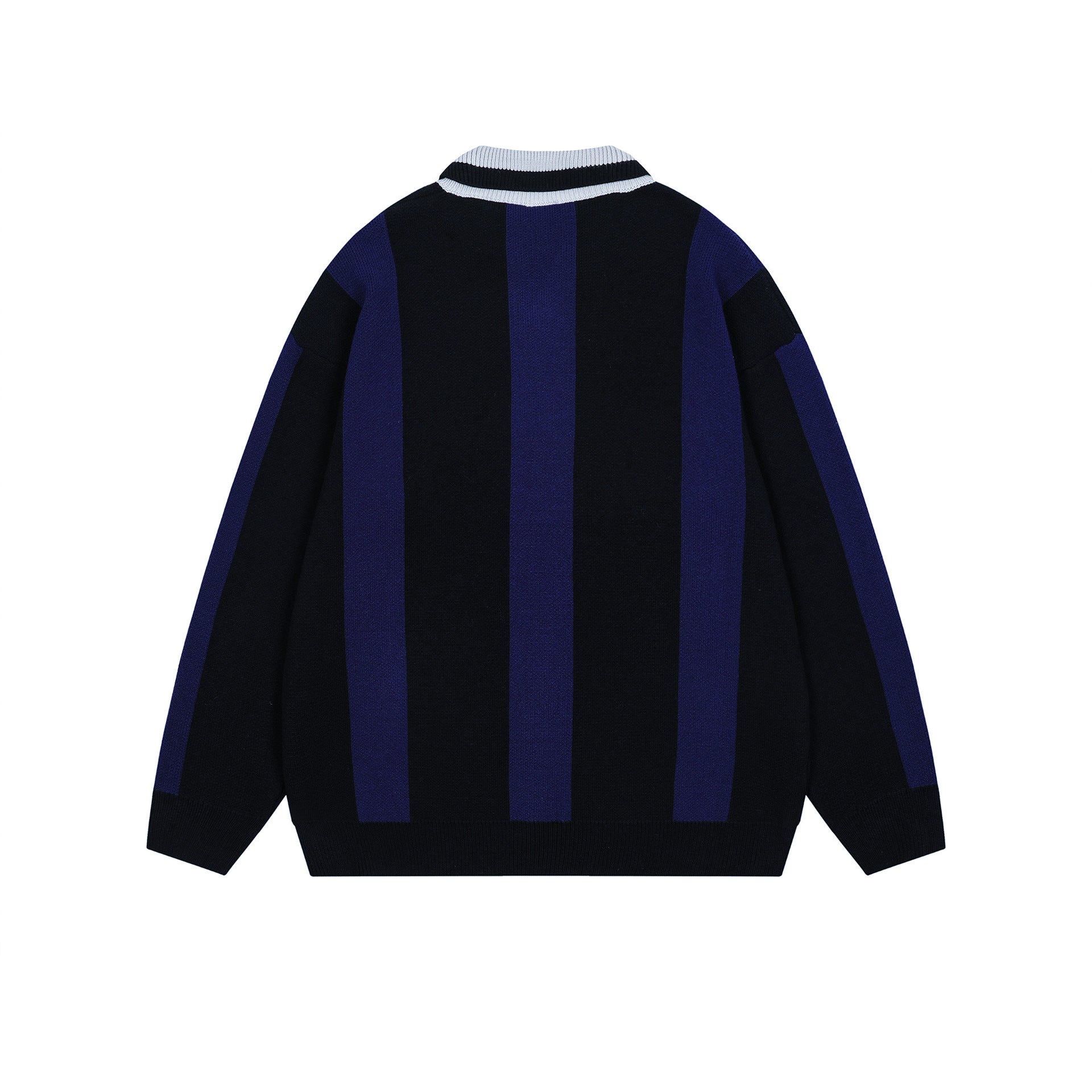 TODAMU® Women's American retro simple striped atmosphere lapel sweater