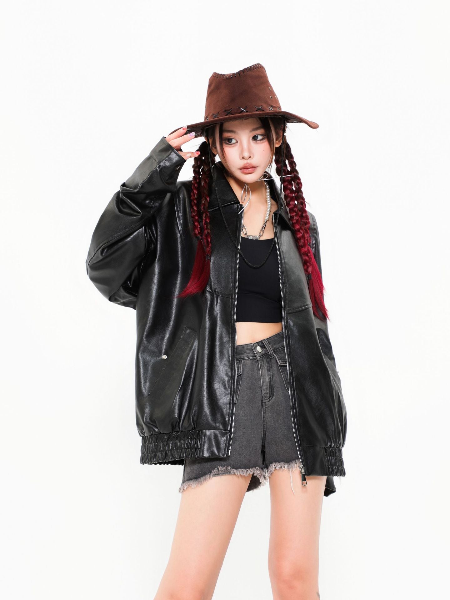 TODAMU® Women's New American Couple Style Loose Leather Jacket