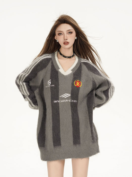 TODAMU® American Vintage Color-Block Heavyweight Pullover Sweater for Women