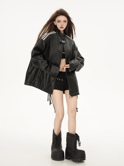 TODAMU® Women's New American Retro Loose Leather Jacket