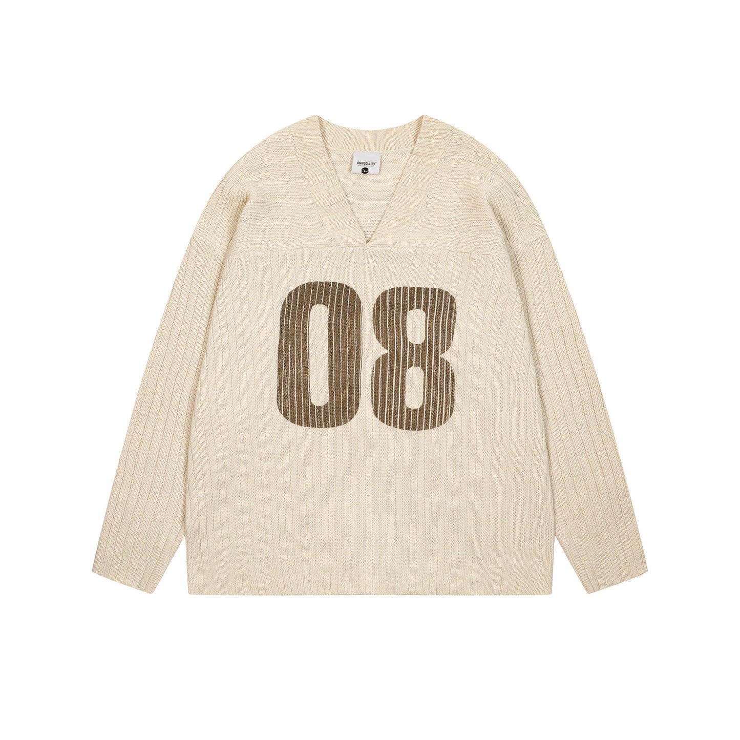 TODAMU® Women's American retro heavy-duty simple loose V-neck sweater