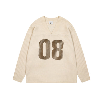 TODAMU® Women's American retro heavy-duty simple loose V-neck sweater