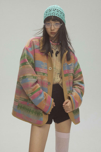 TODAMU® Women's New American Retro Ethnic Style Woolen Jacket