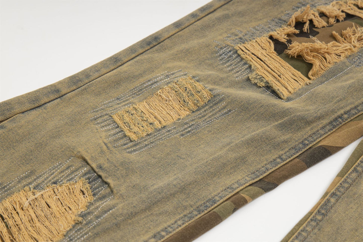 TODAMU® new products American retro street fashion ripped washed denim trousers