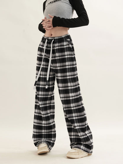 TODAMU® Women's New Style American Retro Plaid Casual Loose Trousers