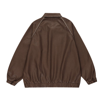 TODAMU® Autumn Women's New Loose American Retro Distressed Leather Jacket