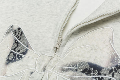 TODAMU® Women's Sweet Girly Lace Bow Hooded Sweatshirt Outer