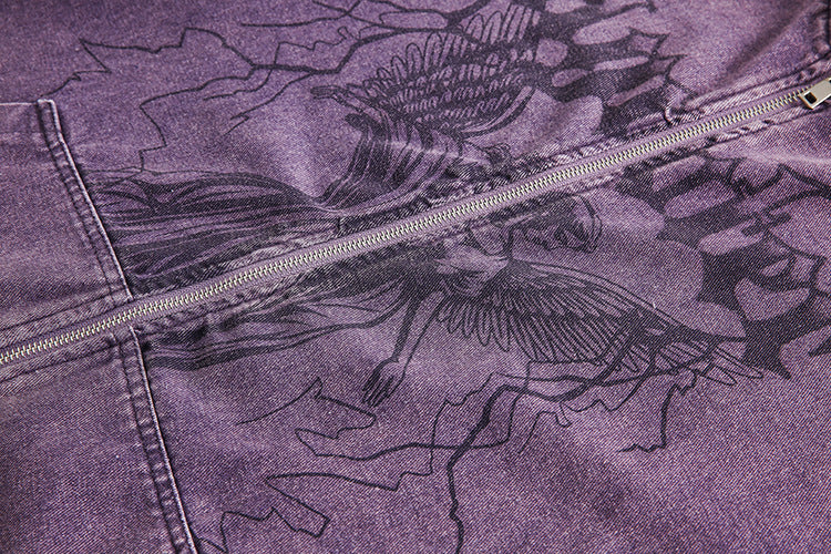 TODAMU® Women's American Retro Vintage Purple Eclipse Hoodie Jacket