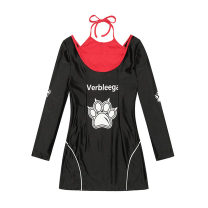 TODAMU® women's futuristic hottie suspender long-sleeved dress