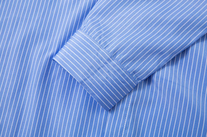 TODAMU® Women's New Loose American Girly Embroidered Striped Long Sleeve Shirt