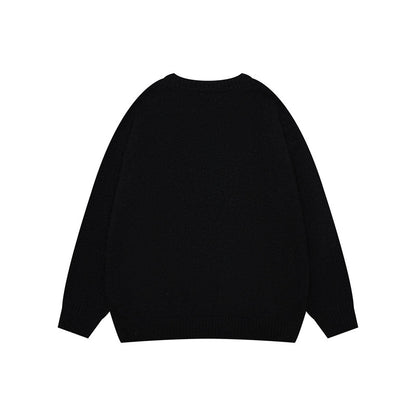 TODAMU® Women's American retro simple letter loose plush round neck sweater