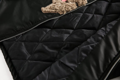 TODAMU® new winter new American cute embroidered fur collar cotton jacket
