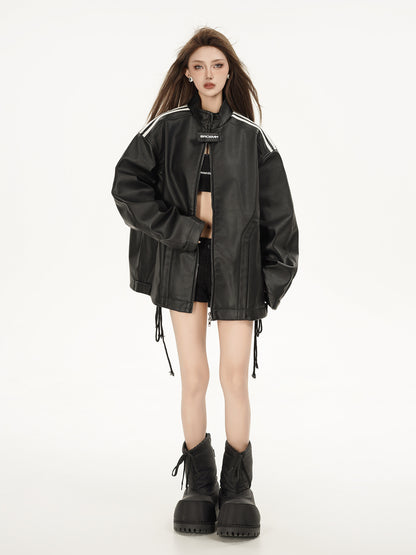 TODAMU® Women's New American Retro Loose Leather Jacket