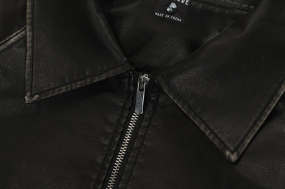 TODAMU® Autumn Women's New Loose American Retro Distressed Leather Jacket