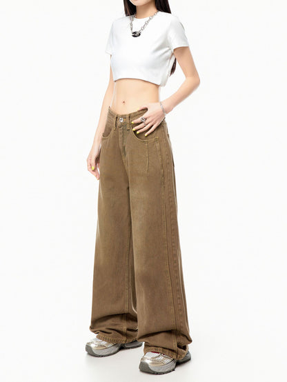 TODAMU® Women's American Retro Hot Girl Washed Denim Trousers