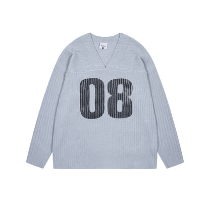 TODAMU® Women's American retro heavy-duty simple loose V-neck sweater