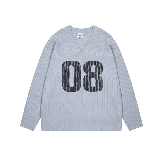 TODAMU® Women's American retro heavy-duty simple loose V-neck sweater