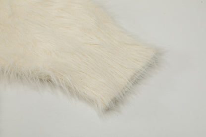 TODAMU® Women's American retro loose letter furry round neck sweater