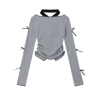 TODAMU® Sexy Girl Bow Tie Long Sleeve T-Shirt for Women