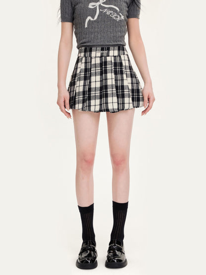 TODAMU® Women's Clothing American Style Versatile Plaid Pleated Skirt