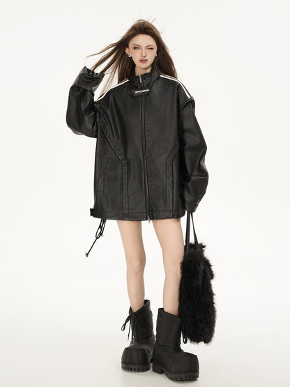 TODAMU® Women's New American Retro Loose Leather Jacket