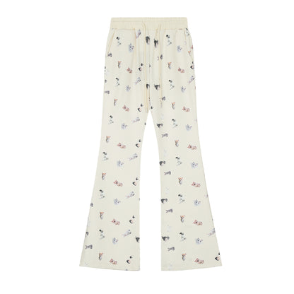 TODAMU® Women's New American Retro Casual All-over Printed Embroidered Sweatpants Trousers