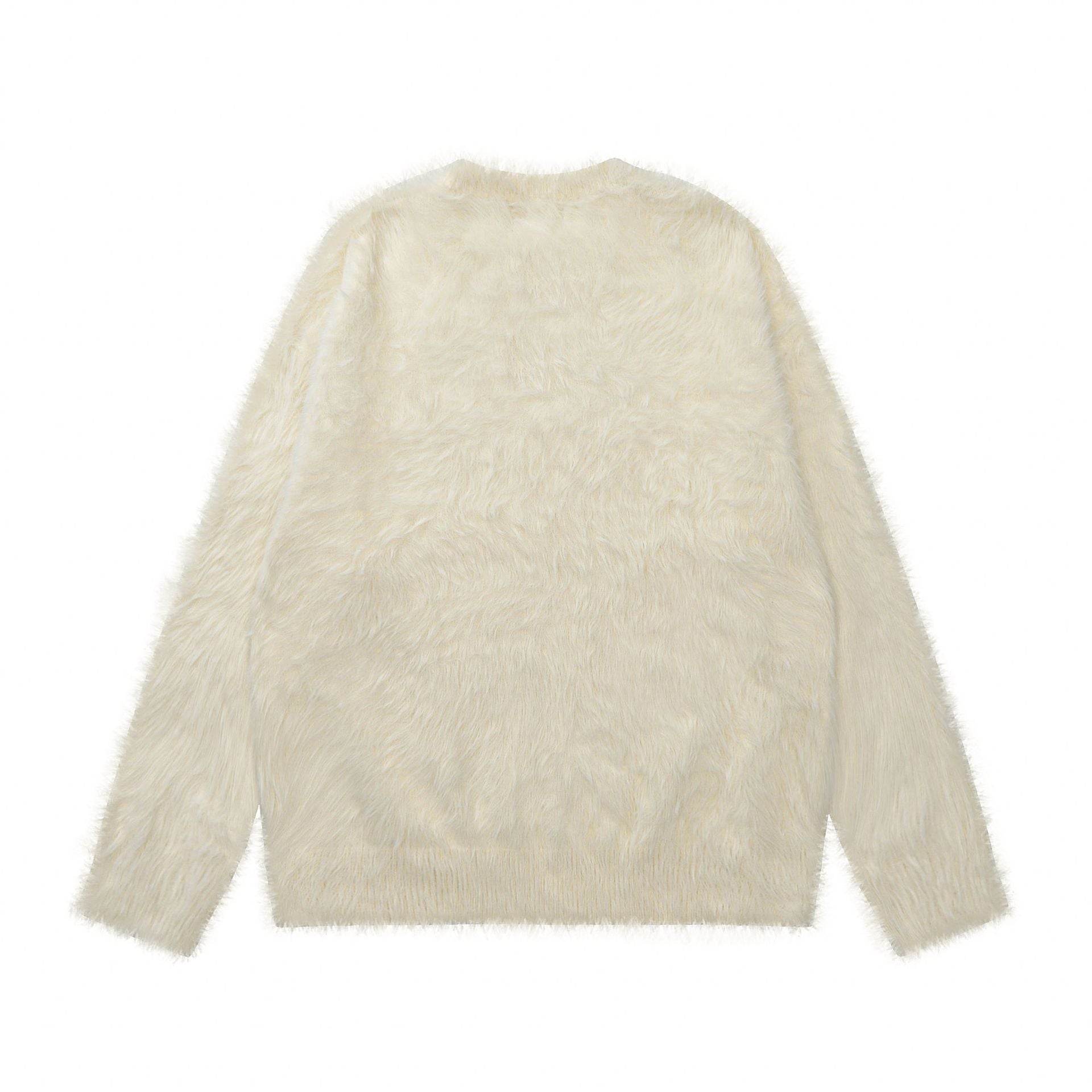 TODAMU® Women's American retro loose letter furry round neck sweater