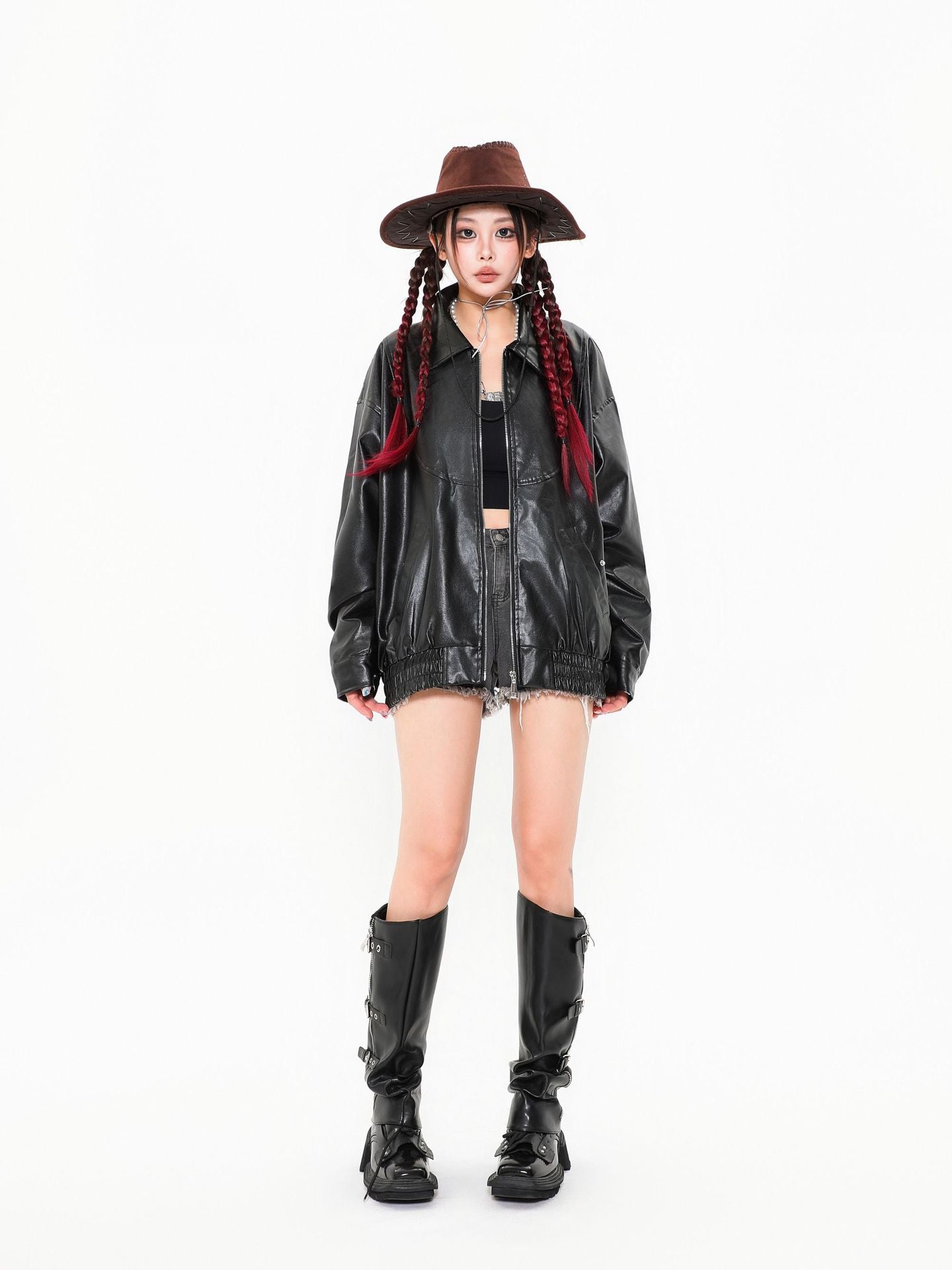 TODAMU® Women's New American Couple Style Loose Leather Jacket