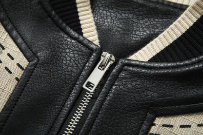 TODAMU® Women's American retro trendy urban dreamland leather baseball jacket