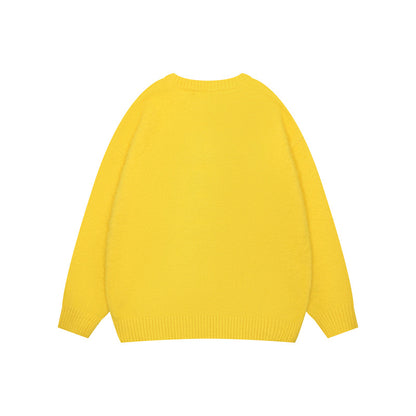 TODAMU® Women's American retro simple letter loose plush round neck sweater