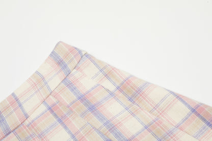 TODAMU® Women's Clothing American Style Versatile Plaid Pleated Skirt