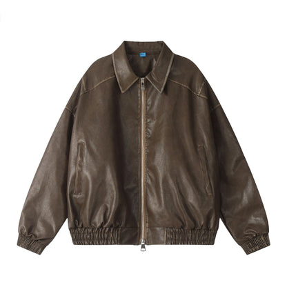 TODAMU® Women's American Retro Distressed Leather Jacket