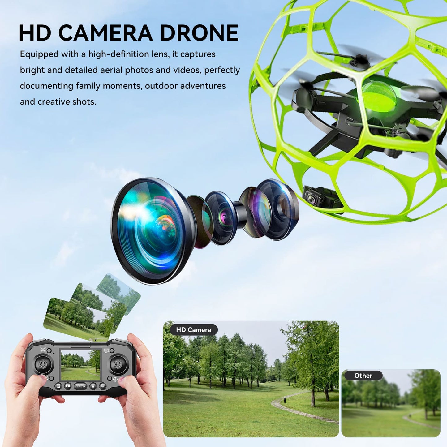 TODAMU H5 Camera Drone with 360° Protective Cage for Beginners