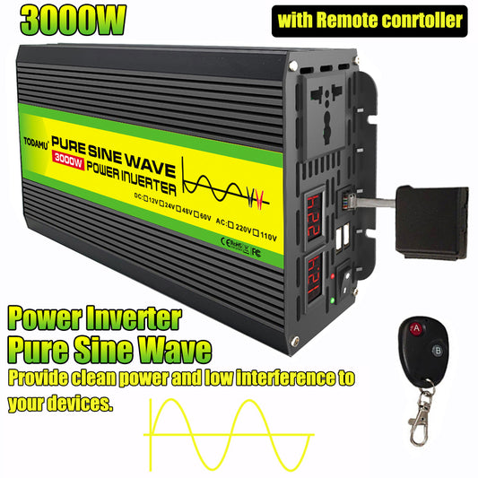 3000W Pure 110V/220V AC Sine Wave Power Inverter with Remote Control